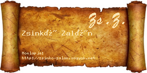 Zsinkó Zalán névjegykártya